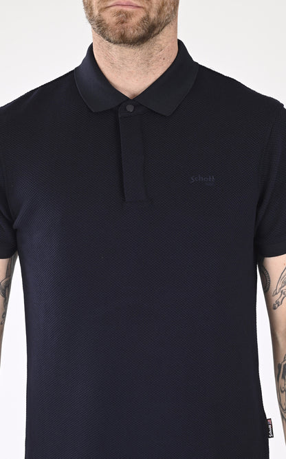 A &quot;PS OLLIN&quot; Bleu Marine Schott Polo Homme back photo
