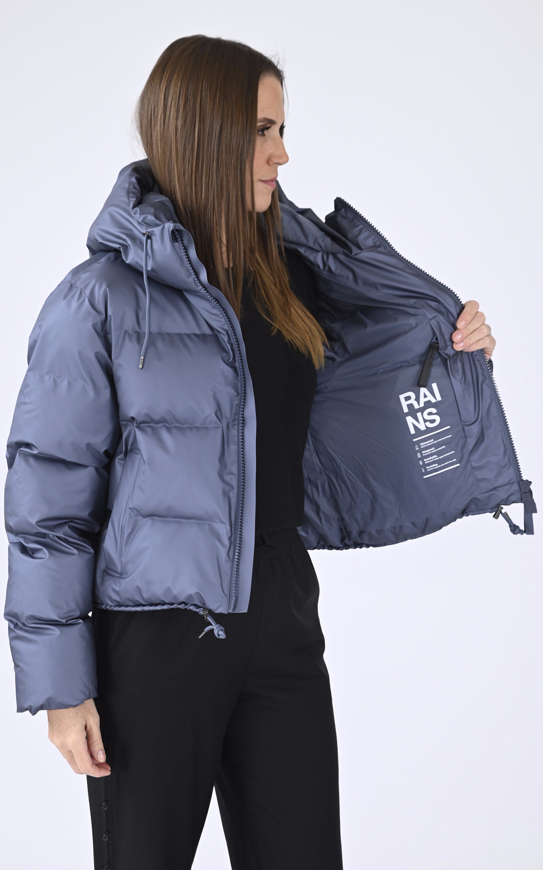 A &quot;15150 ALTA PUFFER JACKET&quot; Bleu Rains 3/4 Doudoune Mixte opened photo
