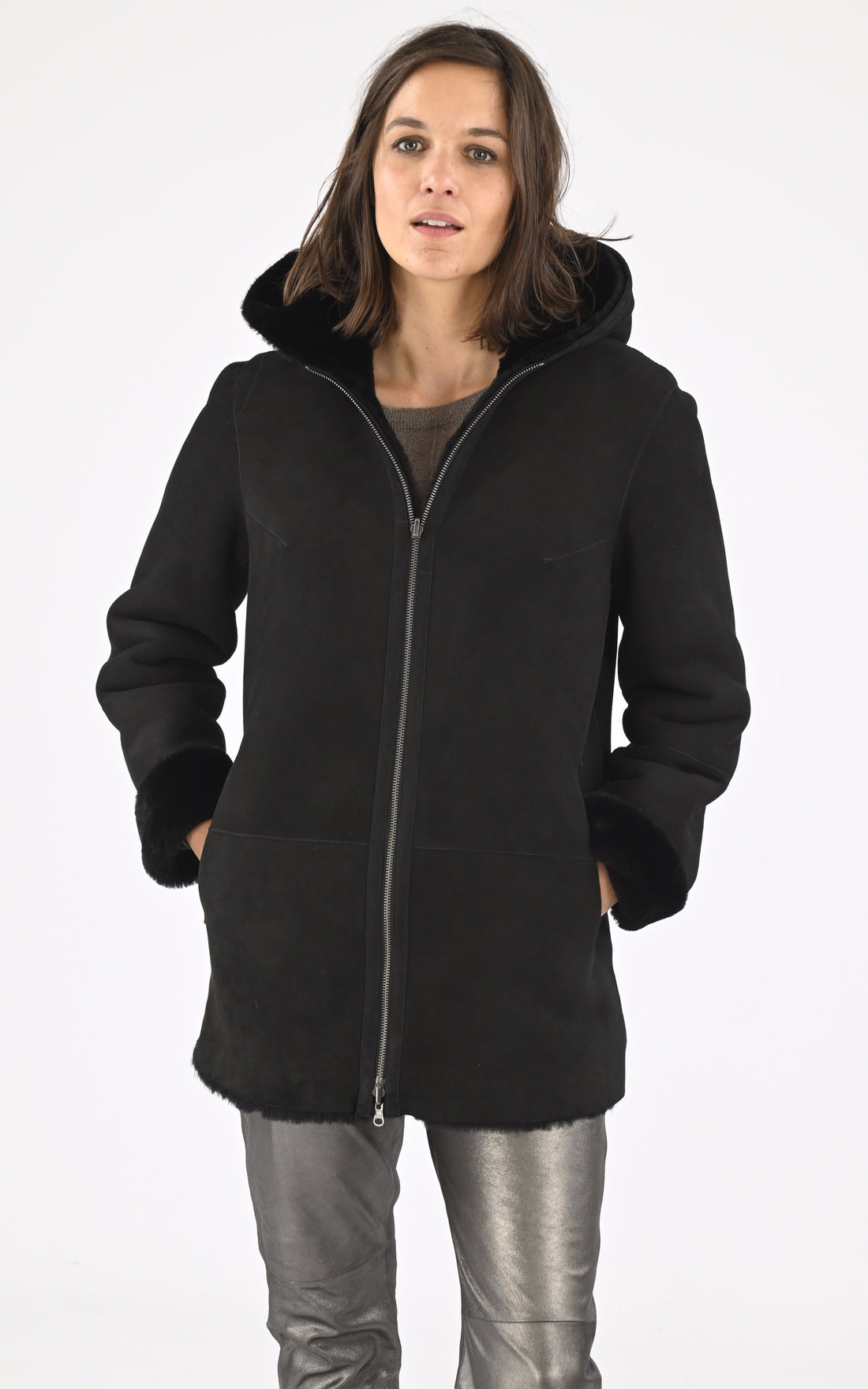 A &quot;BASE 75&quot; Noir La Canadienne Veste Femme opened photo