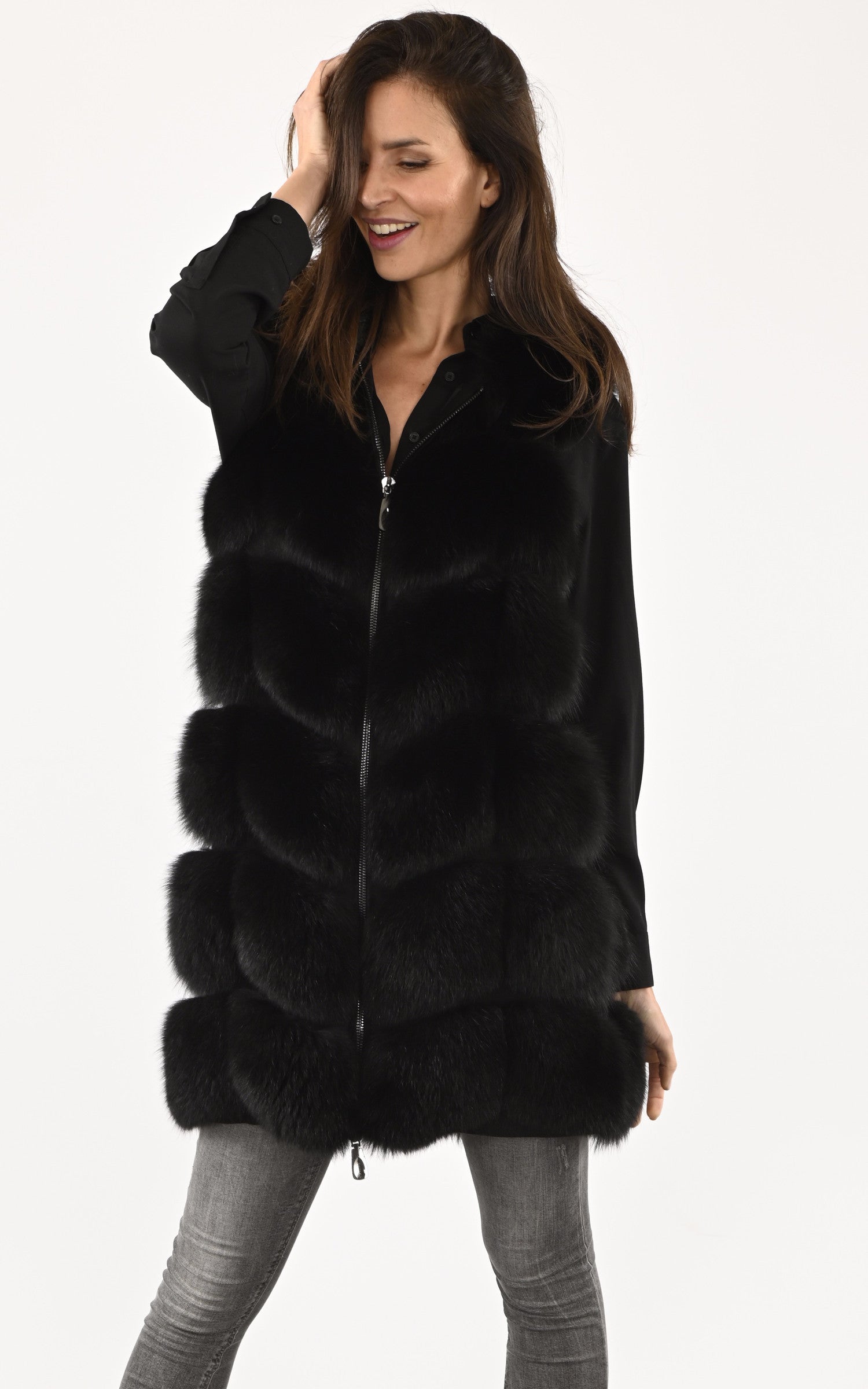 A &quot;1619 86 CM&quot; Noir Manakas Gilet Femme closed photo 1