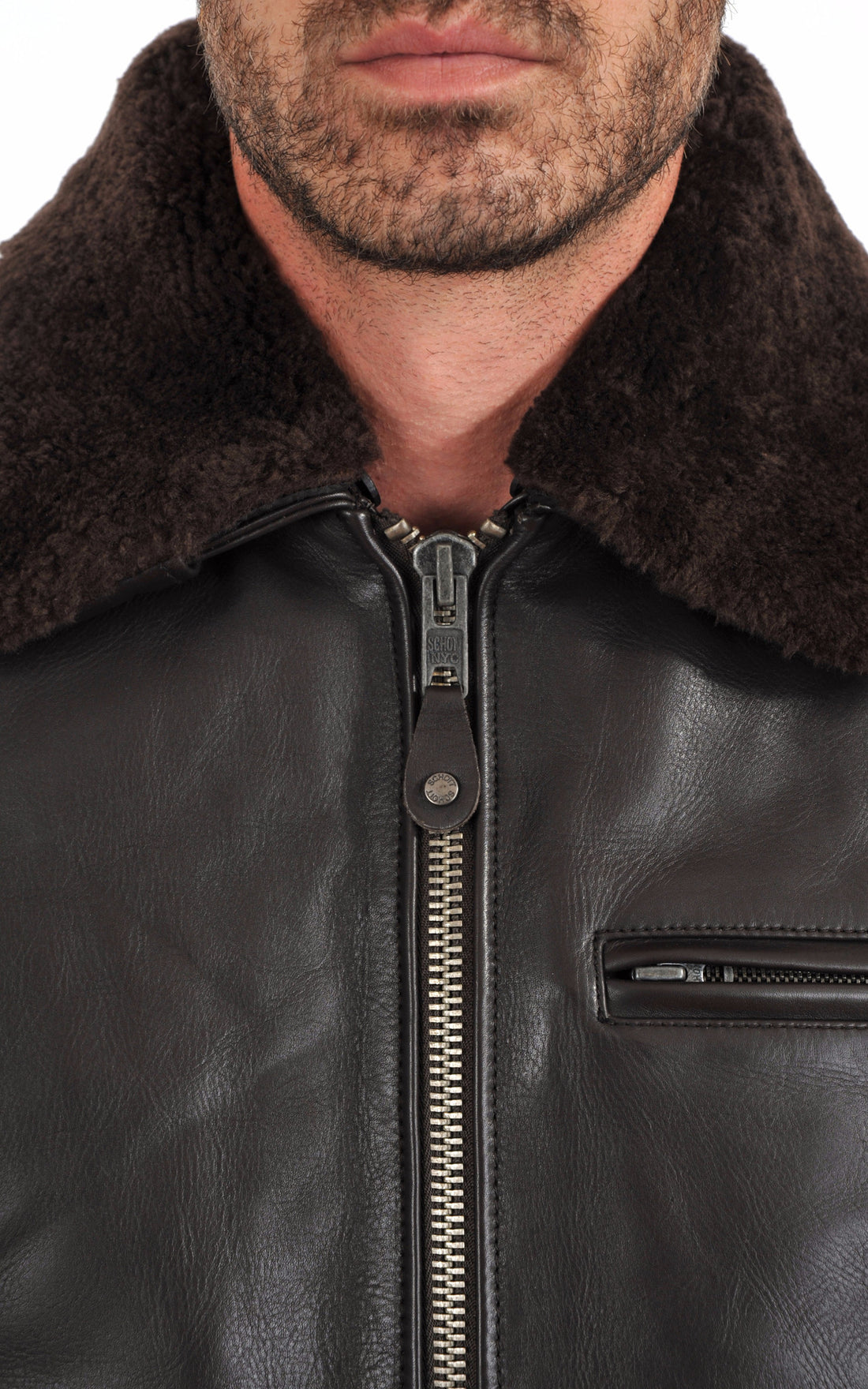 A &quot;LC1380&quot; Marron Foncé Schott Pilote Homme closed photo