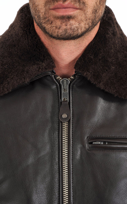 A &quot;LC1380&quot; Marron Foncé Schott Pilote Homme details photo