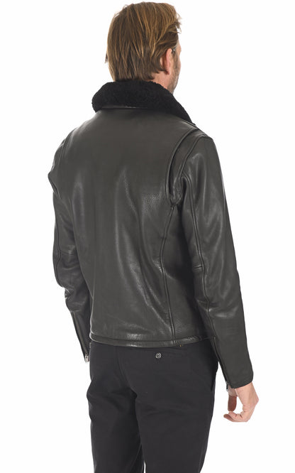 A &quot;ASPHALT FUR 102439&quot; Noir Daytona 73 Blouson Homme back photo