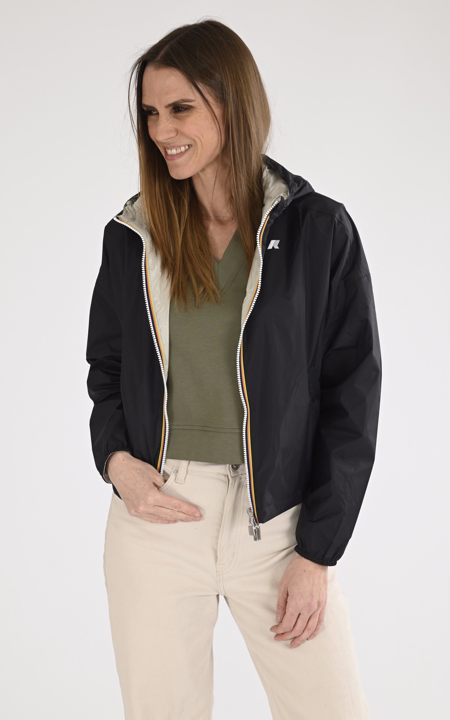 A &quot;LAURETTE REVERS K81333W&quot; Noir K-Way Blouson Femme closed photo 2