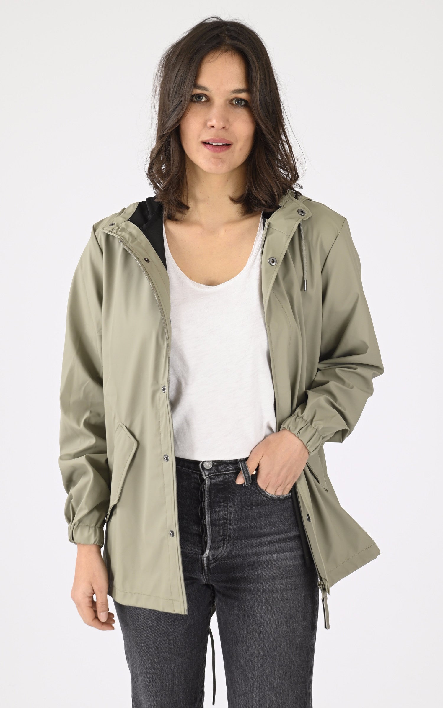 A &quot;18010 FISHTAIL&quot; Taupe Rains Veste Mixte closed photo