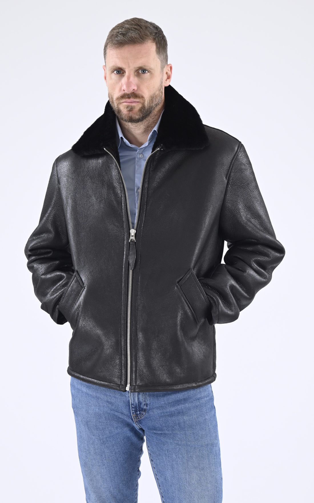A &quot;LC URBAN SHEEP&quot; Noir Schott Bombardier Homme opened photo