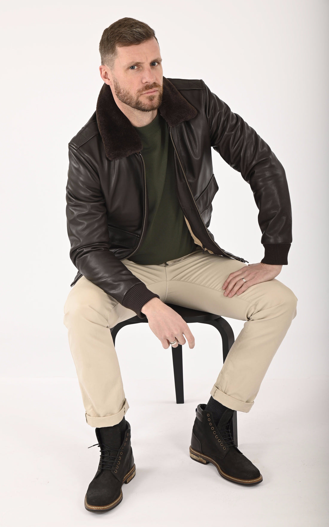 A &quot;PILOT&quot; Marron La Canadienne Pilote Homme opened photo