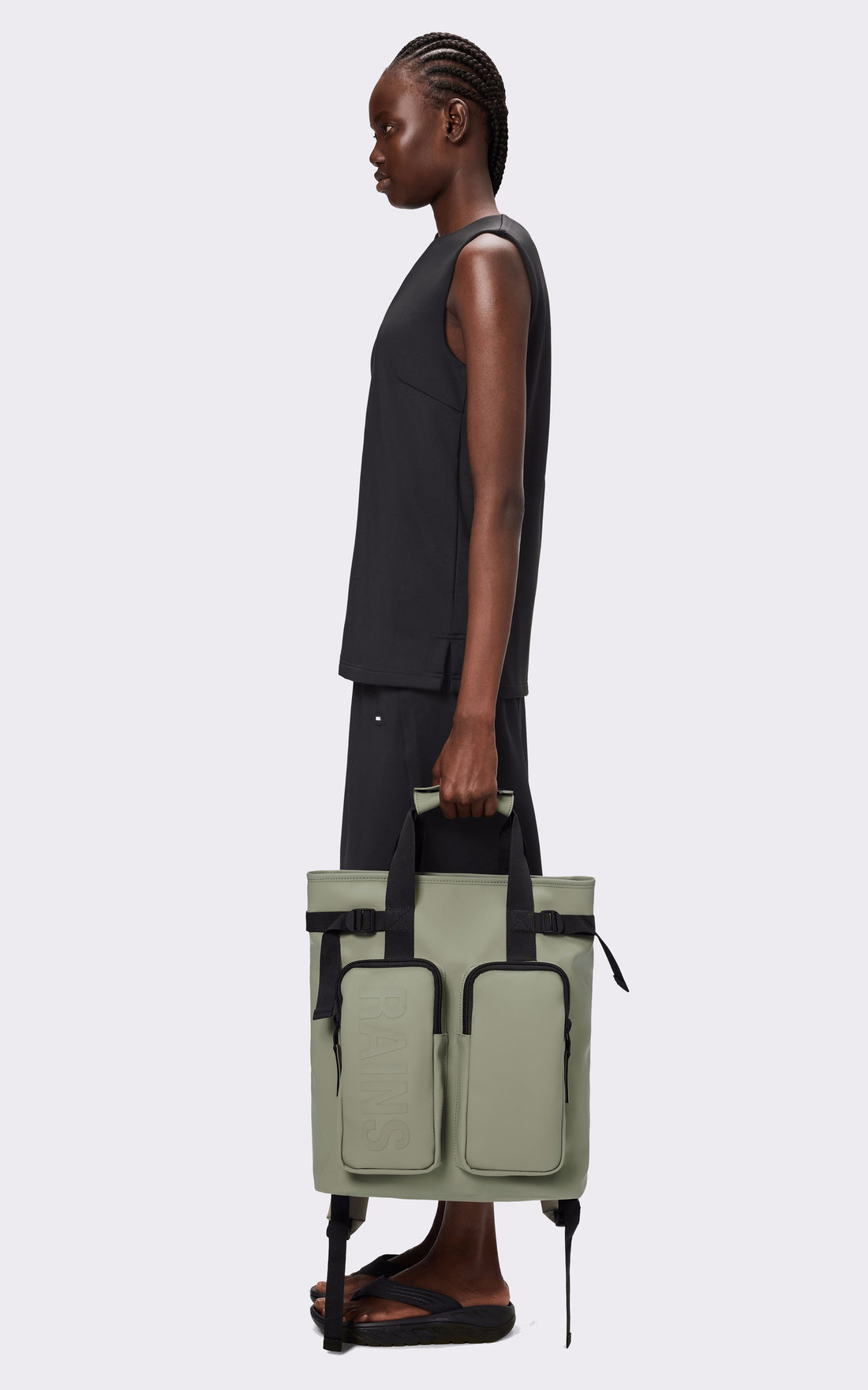 A &quot;14240 TOTE BACKPACK&quot; Vert Rains Sac Mixte opened photo