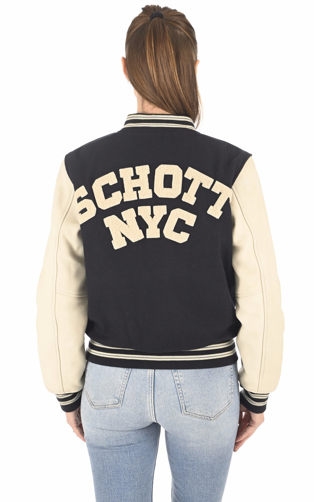 A "LCW6900" Navy Schott Blouson Femme opened photo