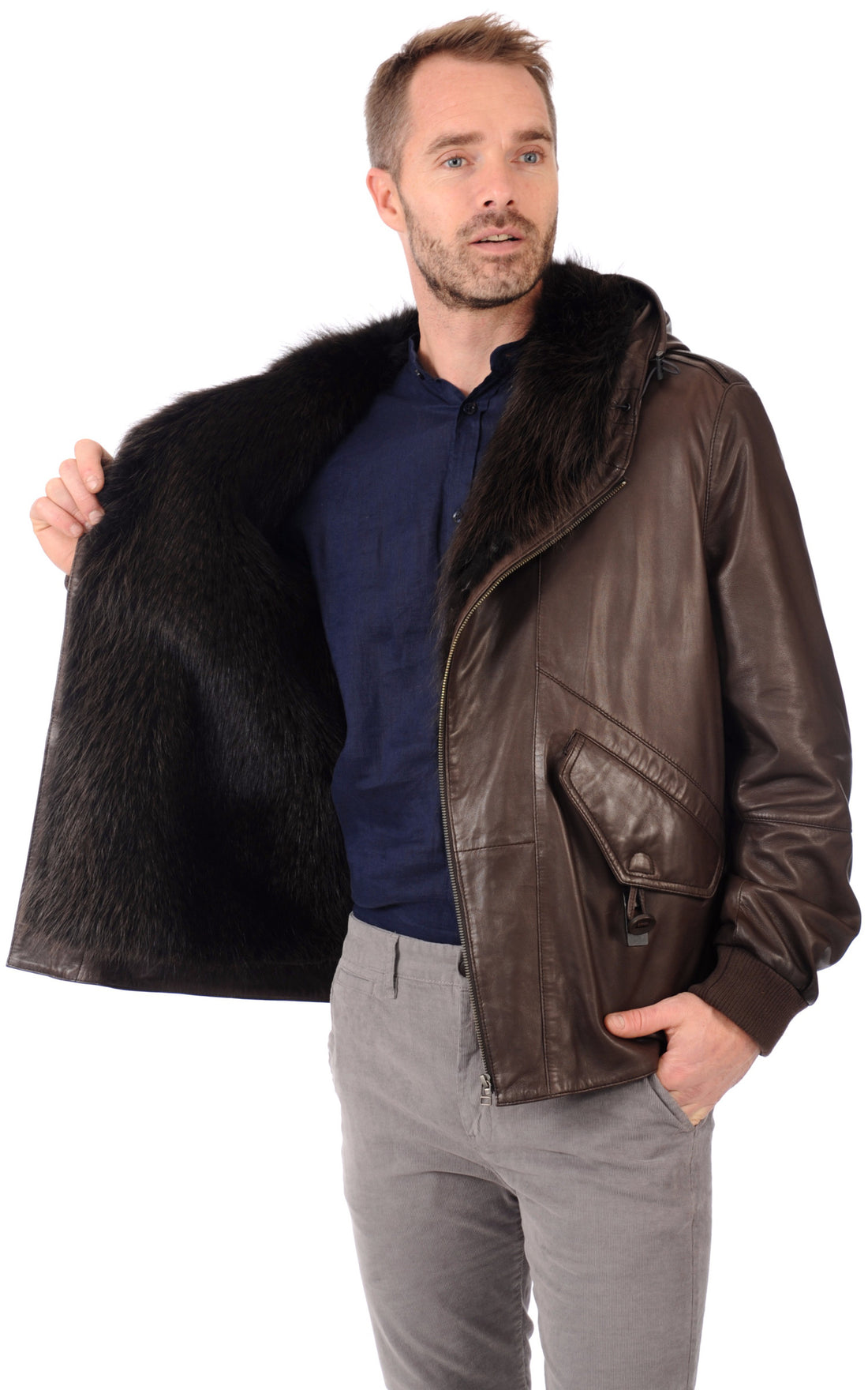 A &quot;KAHAD-KT&quot; Marron La Canadienne Blouson Homme closed photo