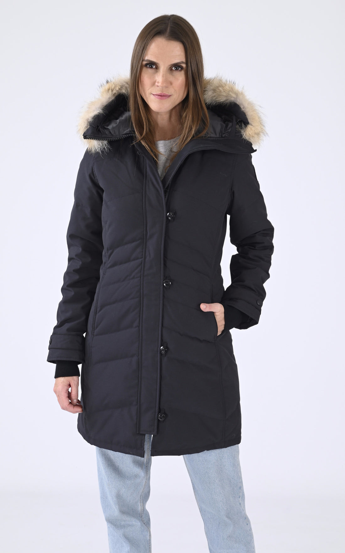 A &quot;LORETTE 2090LB&quot; Navy Canada Goose 3/4 Doudoune Femme opened photo
