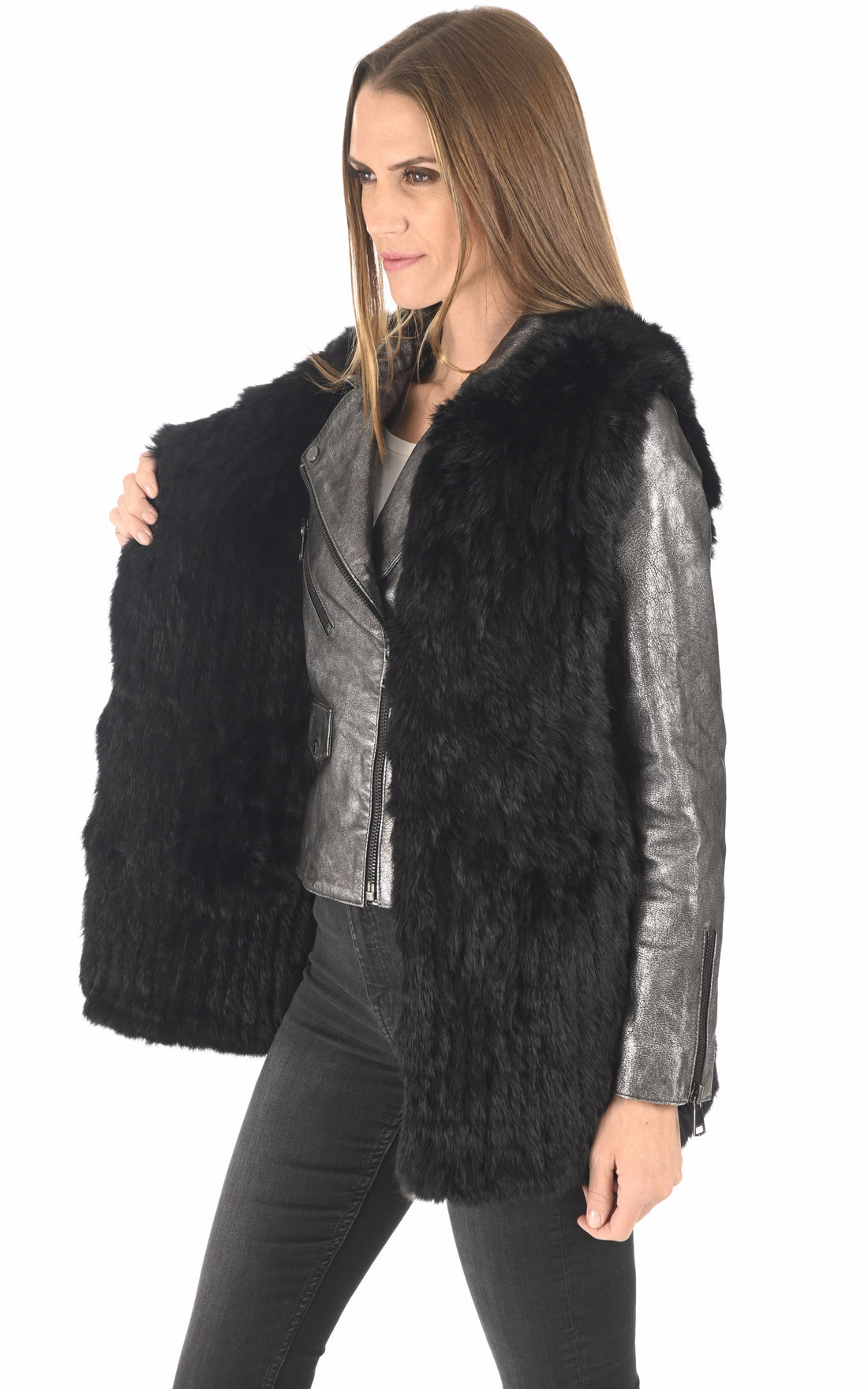 A &quot;GILET 70&quot; Noir La Canadienne Veste Femme opened photo