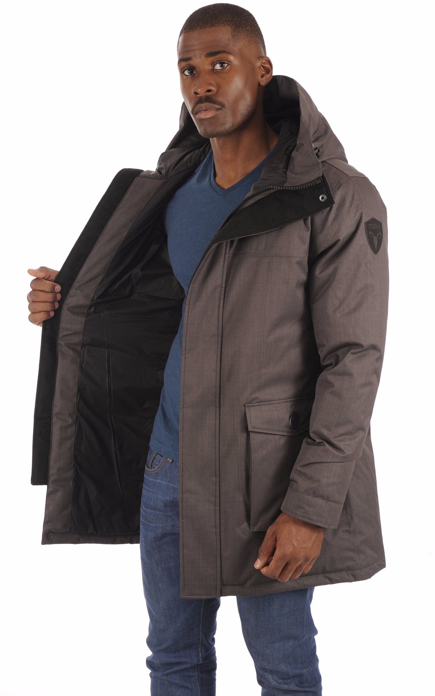A &quot;YVES&quot; Steel Grey Nobis 3/4 Doudoune Homme interior photo 3