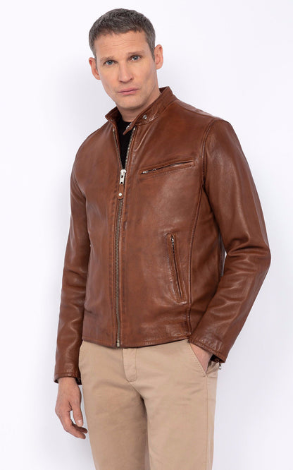 A &quot;LC949WX&quot; Cognac Schott Blouson Homme opened photo