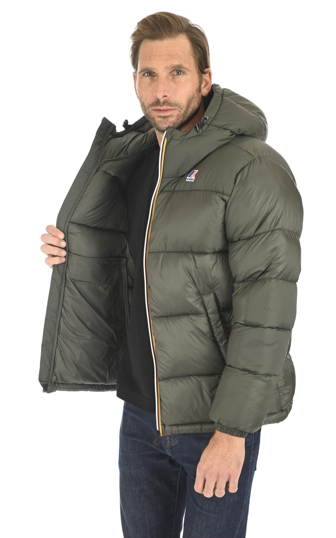 A &quot;CLAUDE HEAVY WARM K5115RW&quot; Kaki K-Way Blouson Mixte opened photo