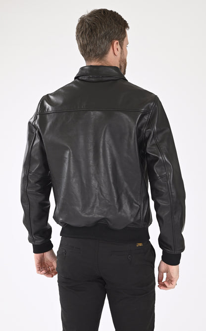 A &quot;LC5100 RIB&quot; Noir Schott Blouson Homme back photo