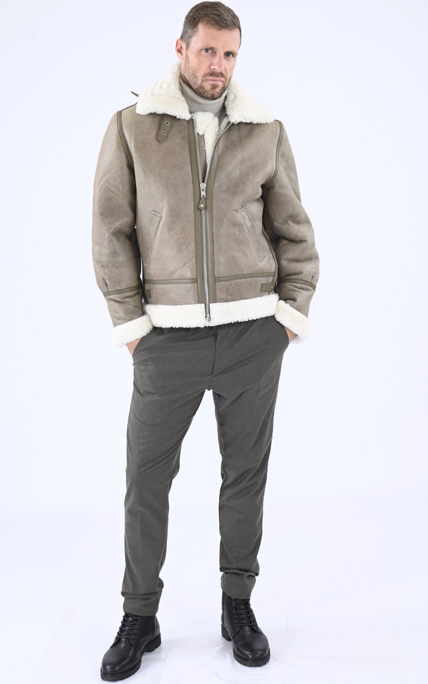 A &quot;LC1259&quot; Taupe Schott Bombardier Homme closed photo 2