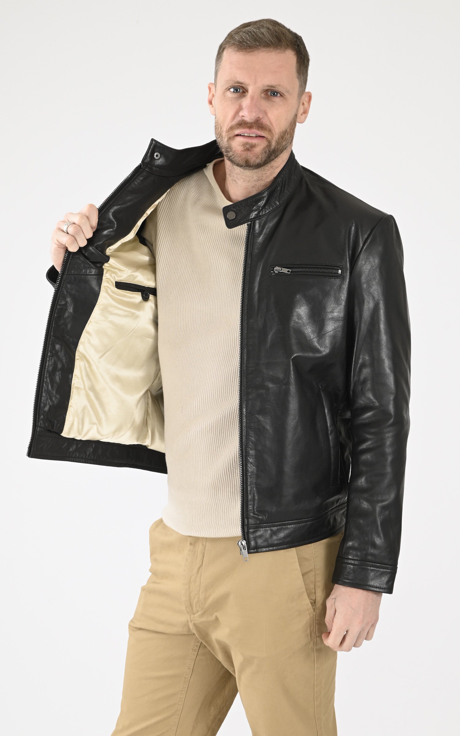 A &quot;RETRO&quot; Noir Serge Pariente Blouson Homme interior photo 3