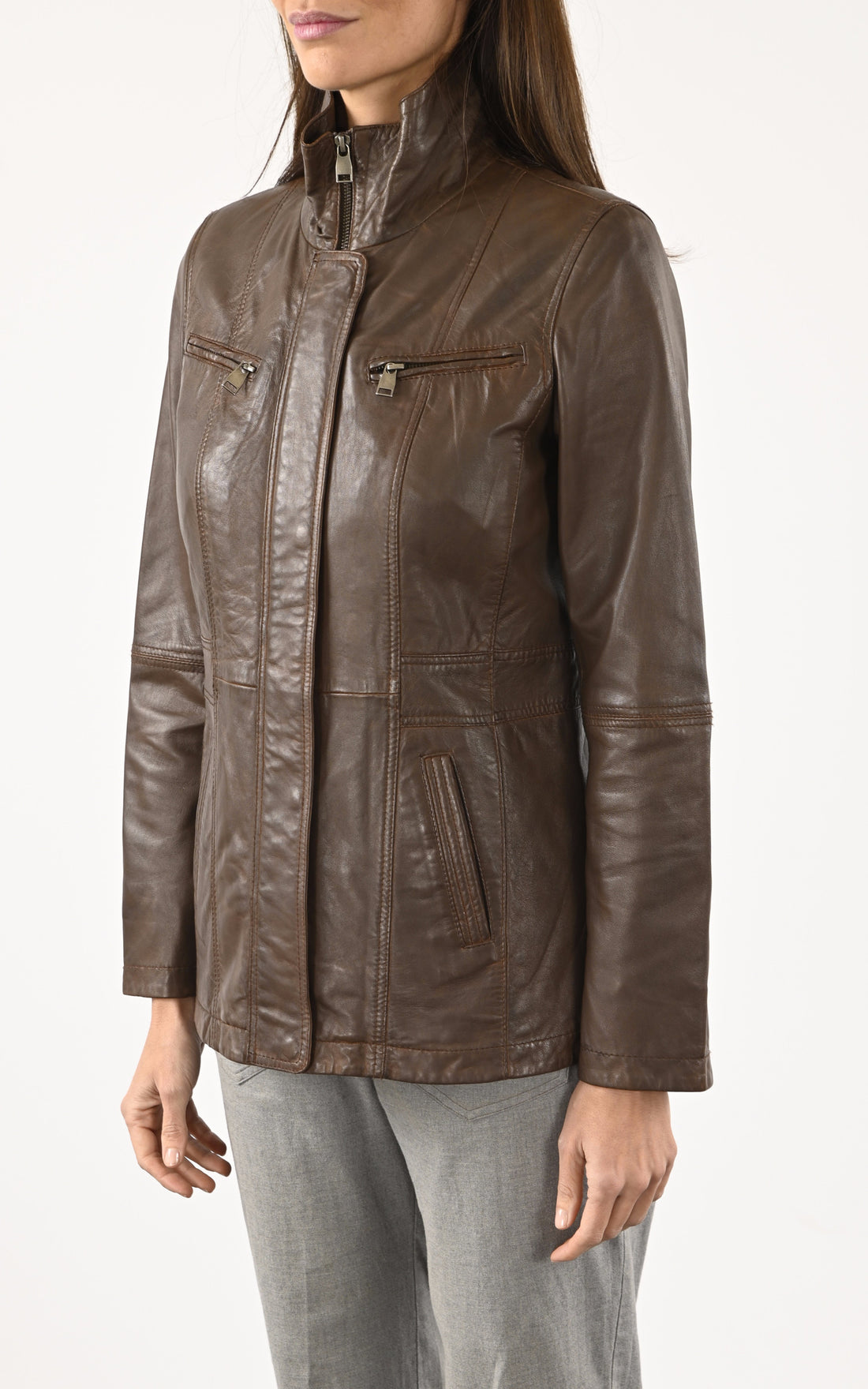 A &quot;ZURICH-3&quot; Marron La Canadienne Veste Femme opened photo