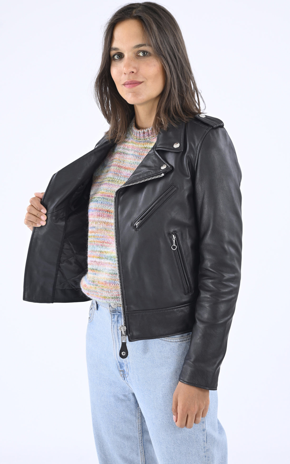 A &quot;LCW1601D&quot; Noir Schott Blouson Femme opened photo