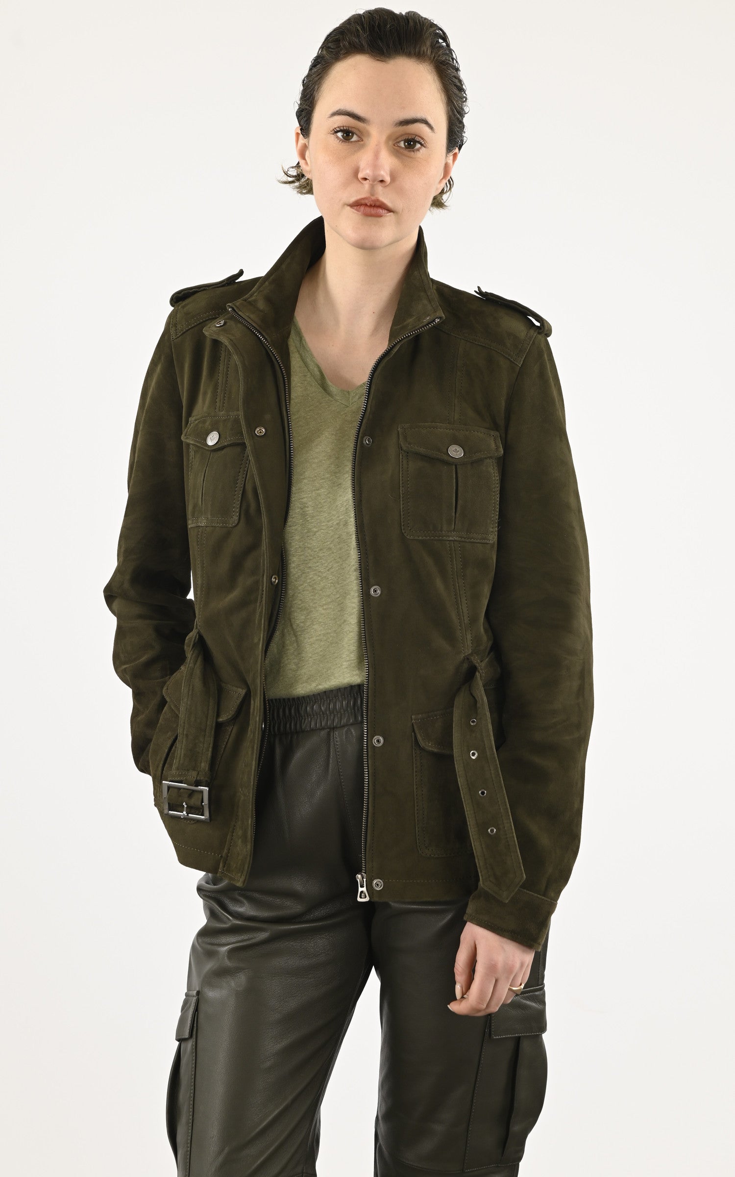 A &quot;TALIA&quot; Kaki La Canadienne Veste Femme opened photo 1