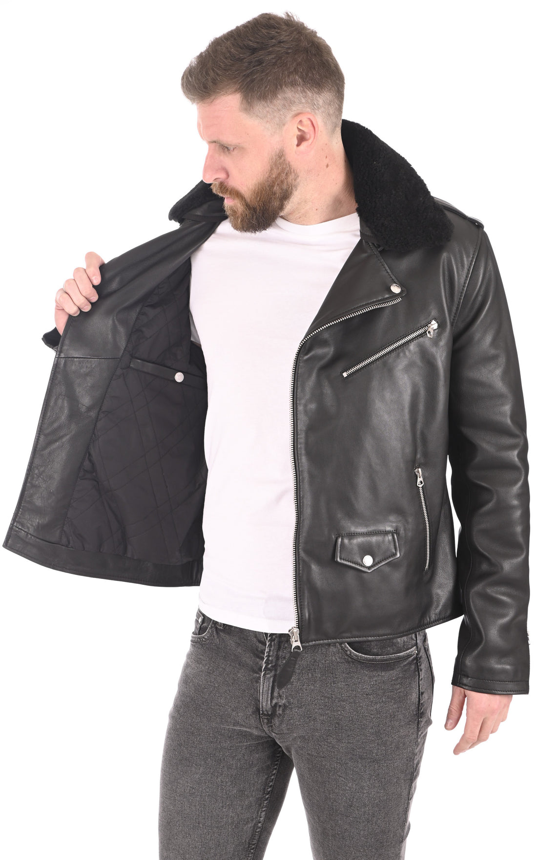 A &quot;LC1140 SHEEP&quot; Noir Schott Blouson Homme closed photo