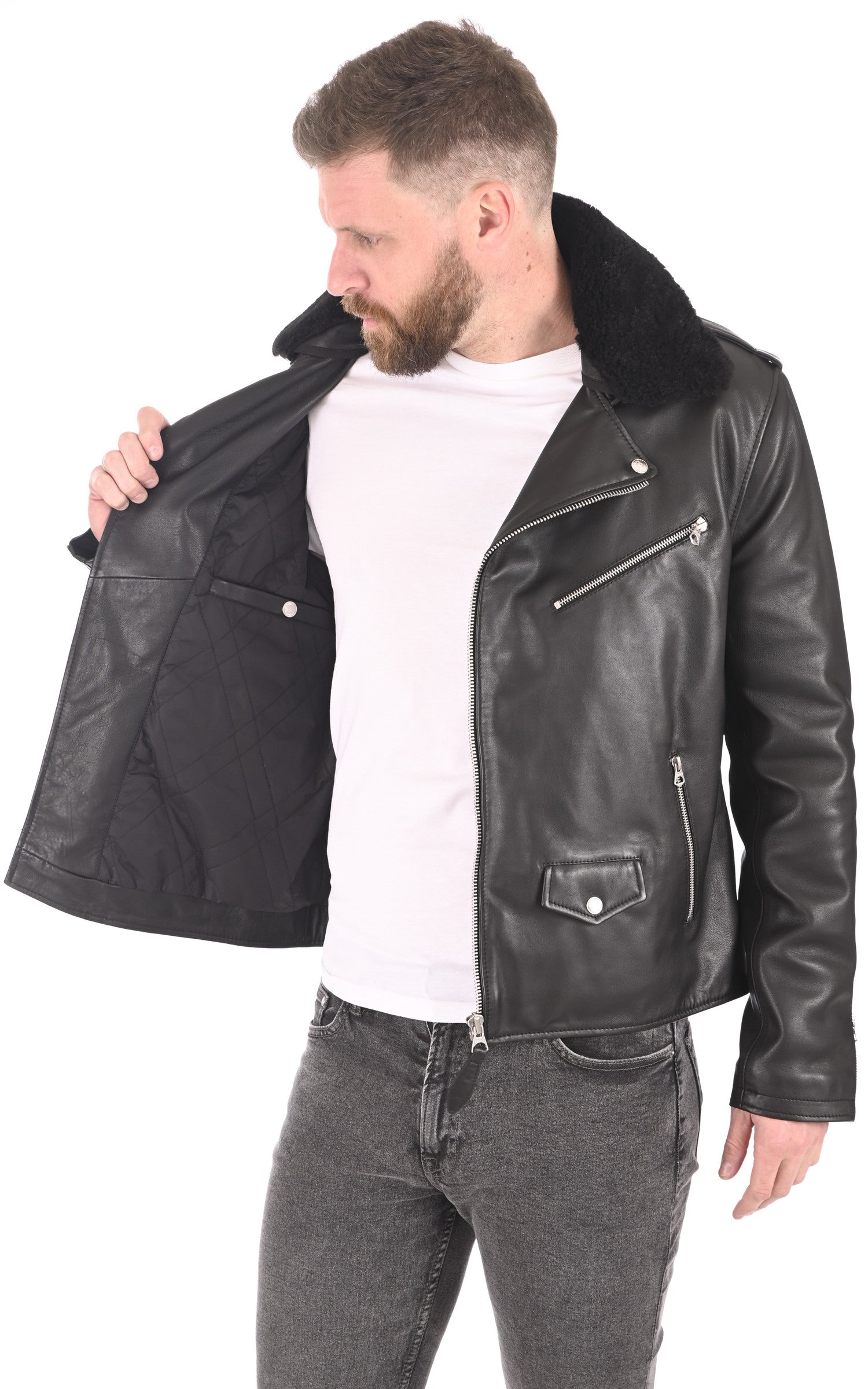 A &quot;LC1140 SHEEP&quot; Noir Schott Blouson Homme interior photo 3