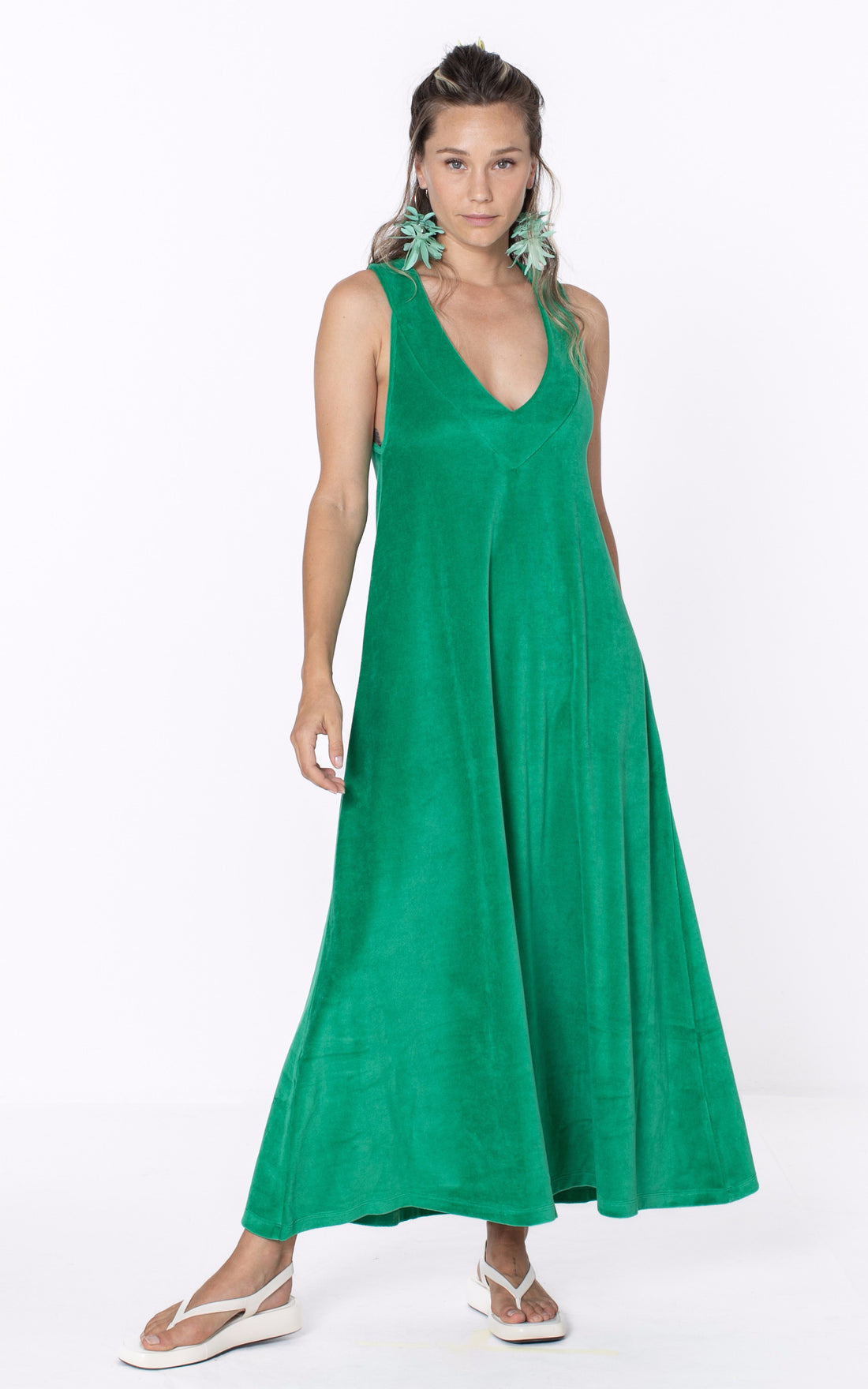 A &quot;CANNES&quot; Vert Marguerite à la plage Robe Femme opened photo