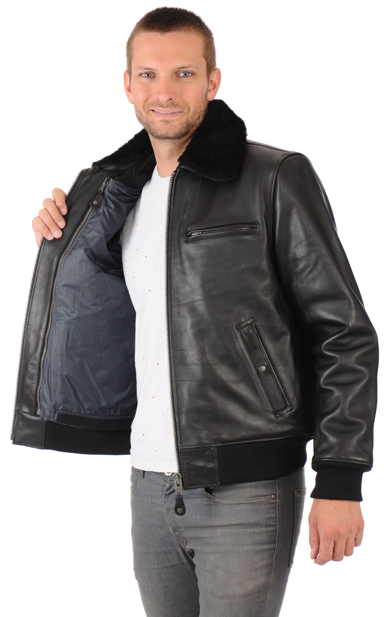 A &quot;LC1380&quot; Noir Schott Pilote Homme interior photo 3