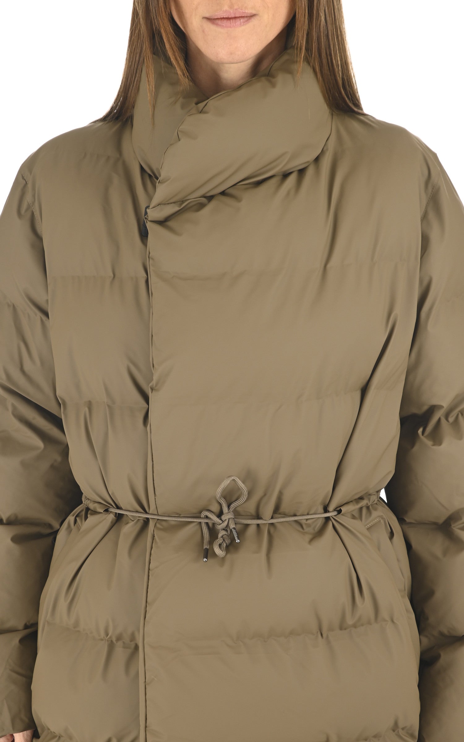 A &quot;15170 LONG PUFFER JACKET&quot; Taupe Rains Mt Doudoune Femme details photo