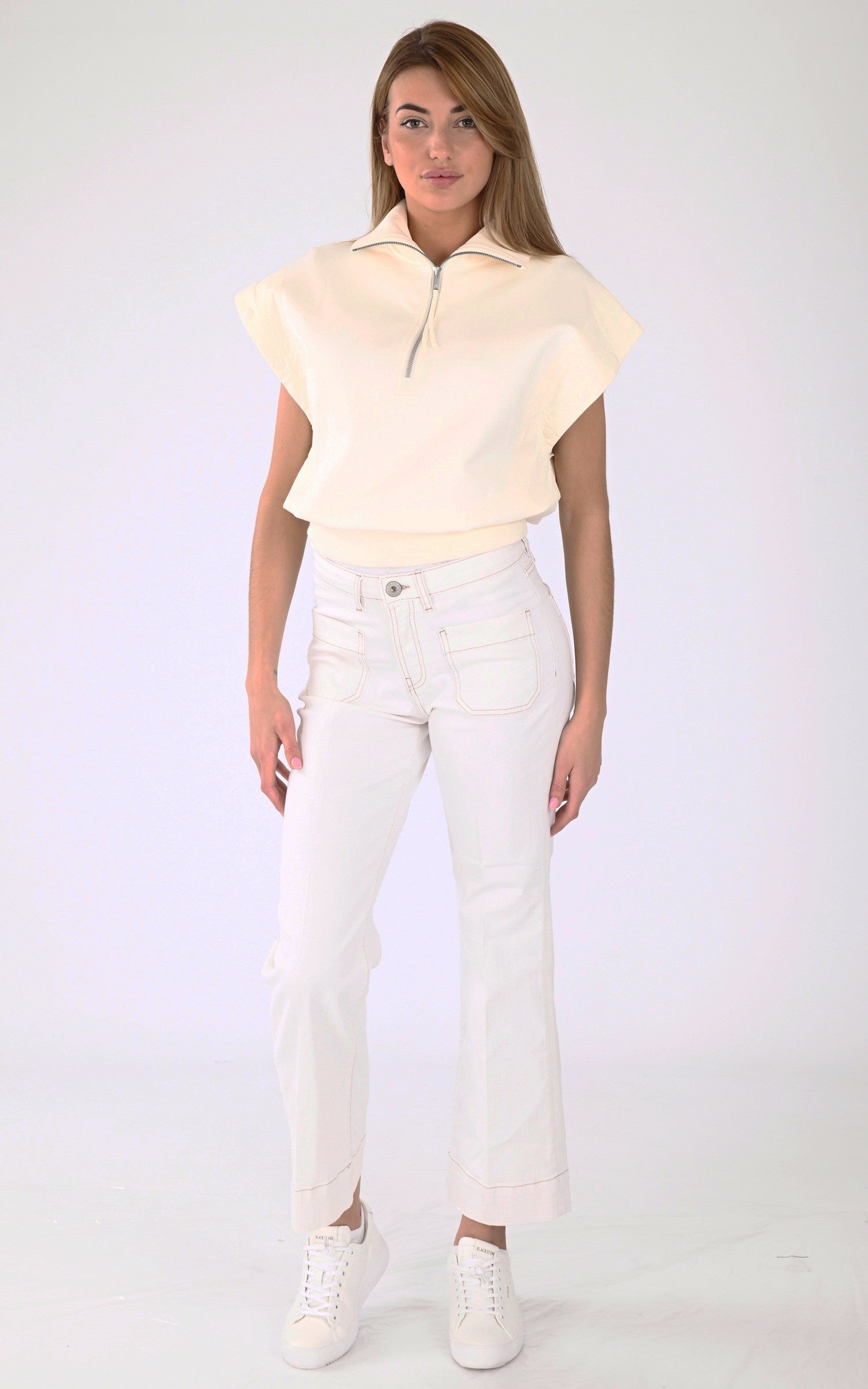 A &quot;BELLA&quot; Blanc Denim Studio Pantalon Femme closed photo 2