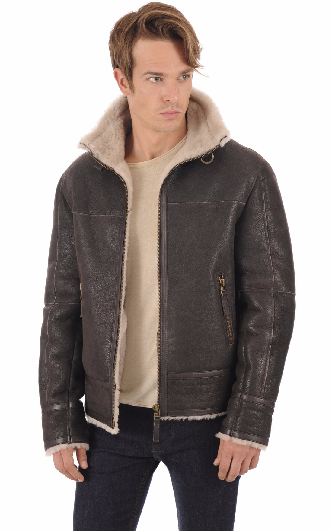 A &quot;007&quot; Marron La Canadienne Bombardier Homme opened photo