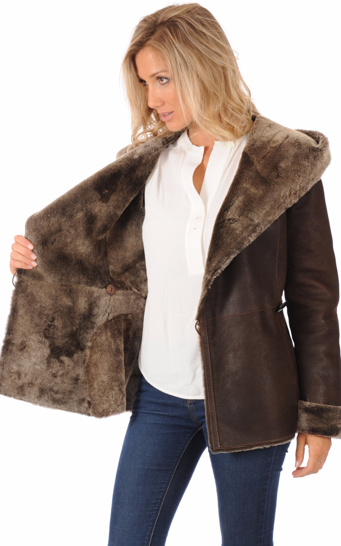 A &quot;CH1T7002 ESP&quot; Marron La Canadienne Veste Femme closed photo