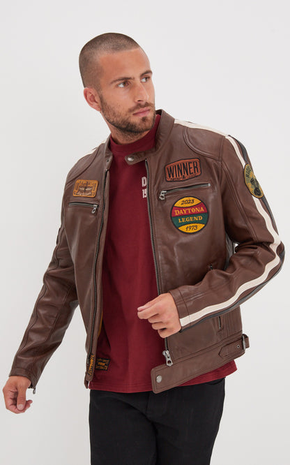 A &quot;WARTBURG 102832&quot; Marron Daytona 73 Blouson Homme closed photo