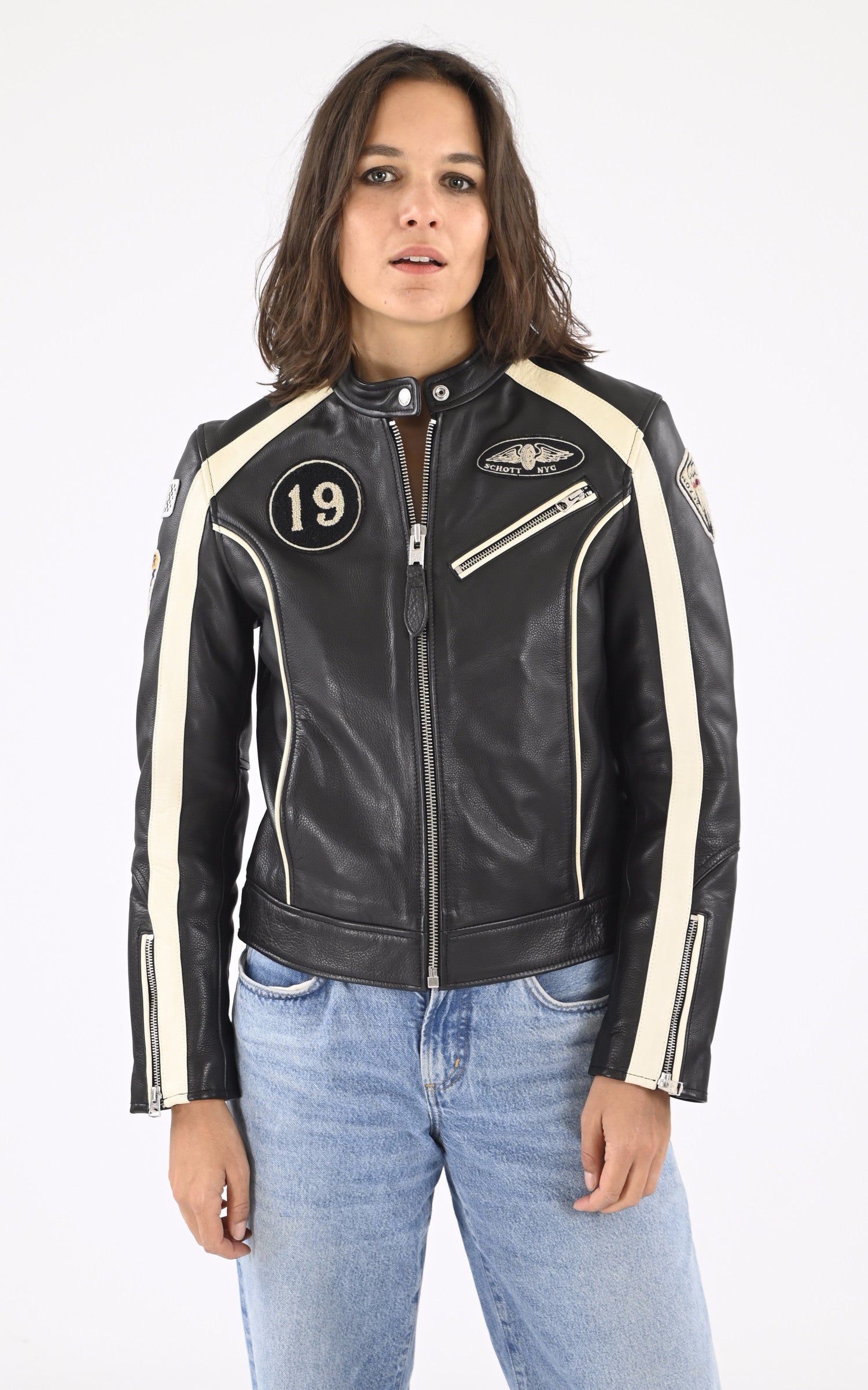 A &quot;LCW INDIANA&quot; Noir Schott Blouson Femme closed photo 1