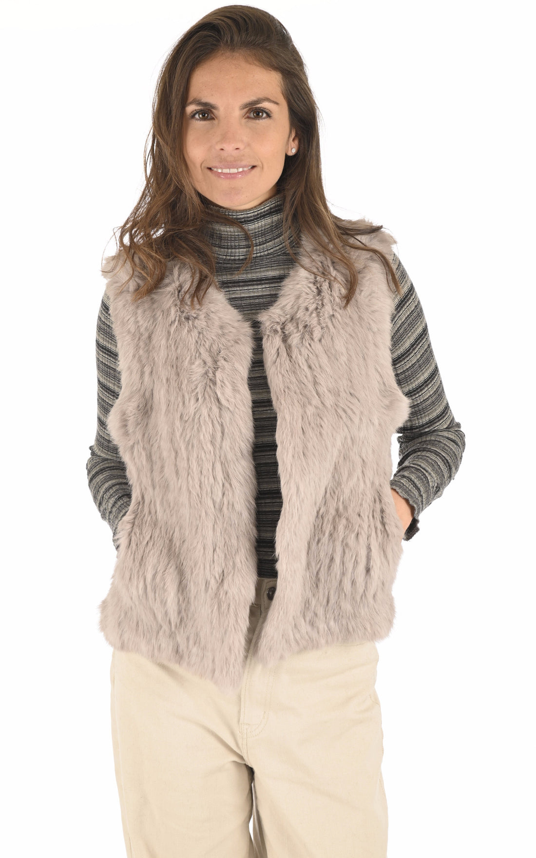 A &quot;GILET 60&quot; Beige La Canadienne Veste Femme opened photo