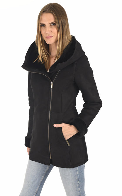 A &quot;EDITH&quot; Noir La Canadienne Veste Femme closed photo