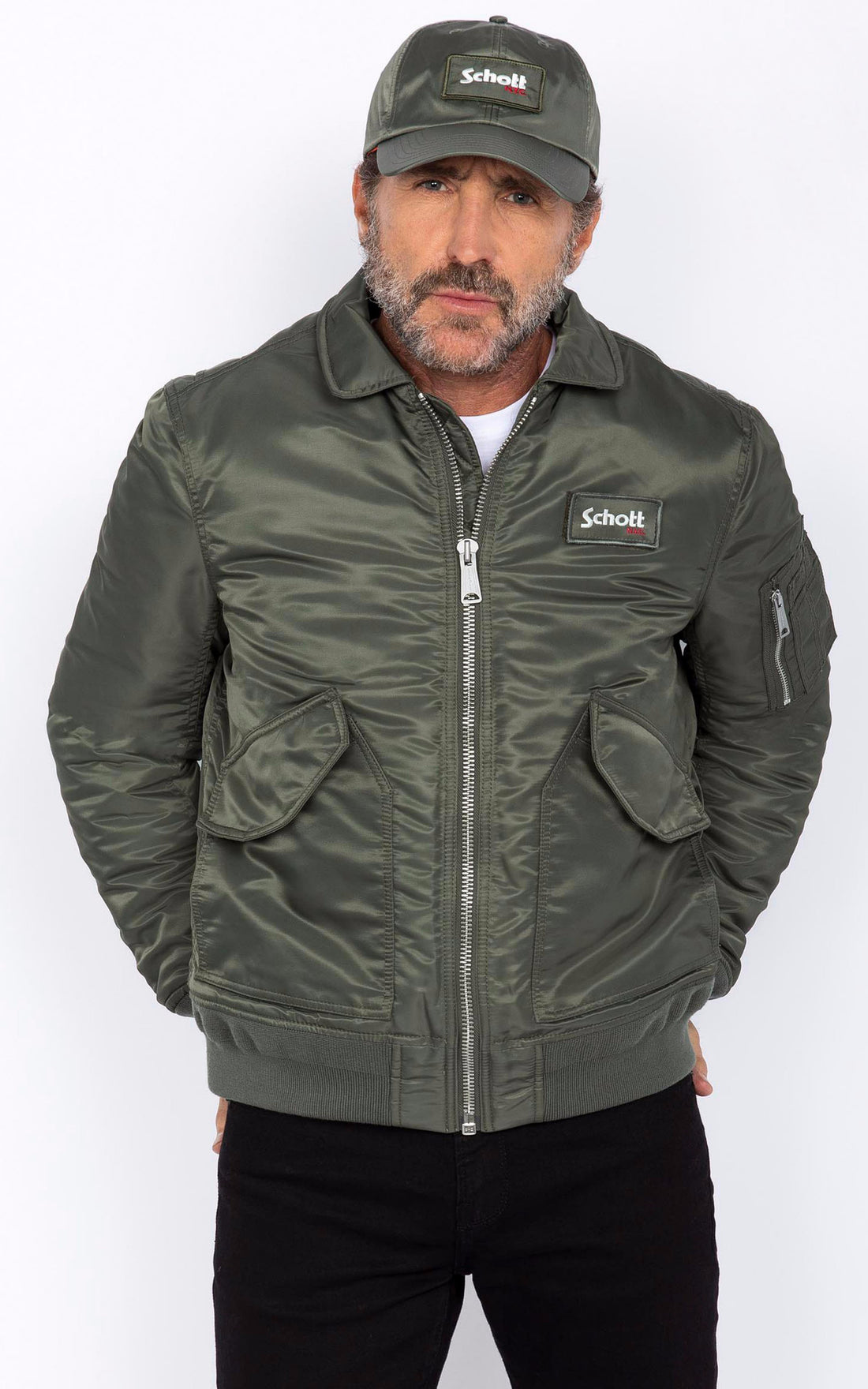 A &quot;210100 RS&quot; Kaki Schott Bomber Mixte opened photo