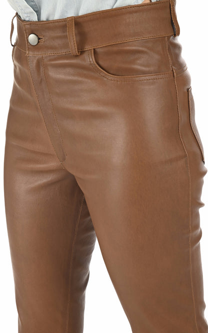 A &quot;JEAN&quot; Cognac La Canadienne Pantalon Femme details photo