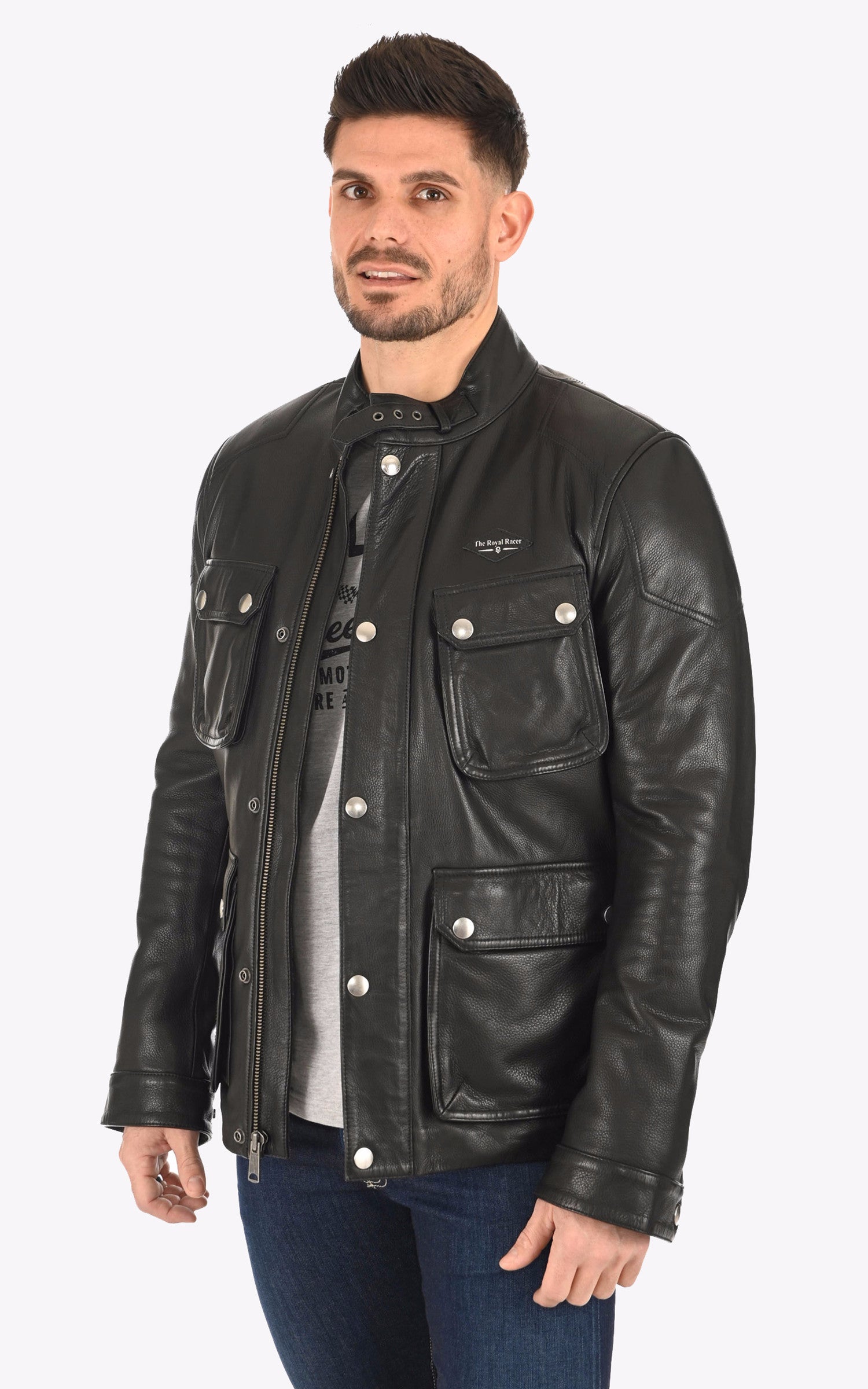 A &quot;RICHMOND 2022013&quot; Noir The Royal Racer Veste Homme closed photo