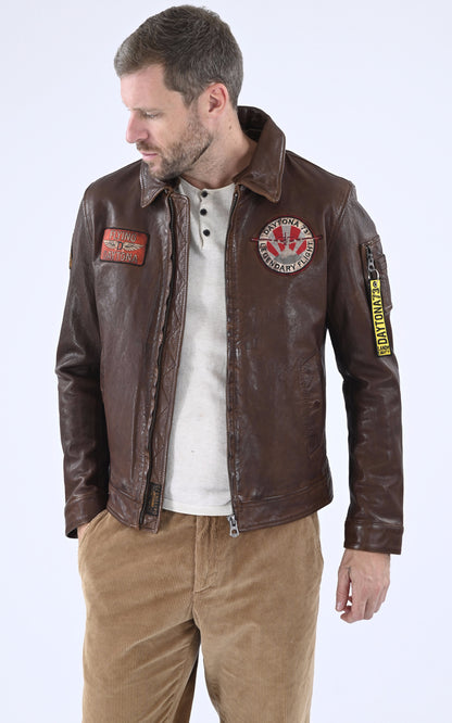 A &quot;WATERFORD 103096&quot; Cognac Daytona 73 Blouson Homme opened photo