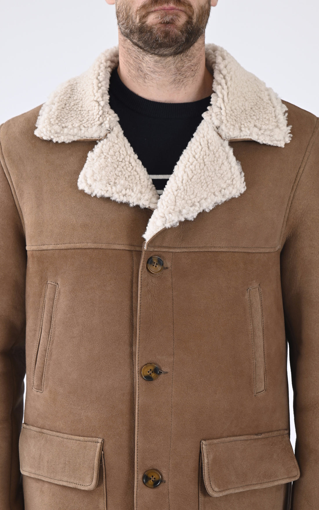 A &quot;LC CABAN SHEEP&quot; Camel Schott Veste Homme closed photo