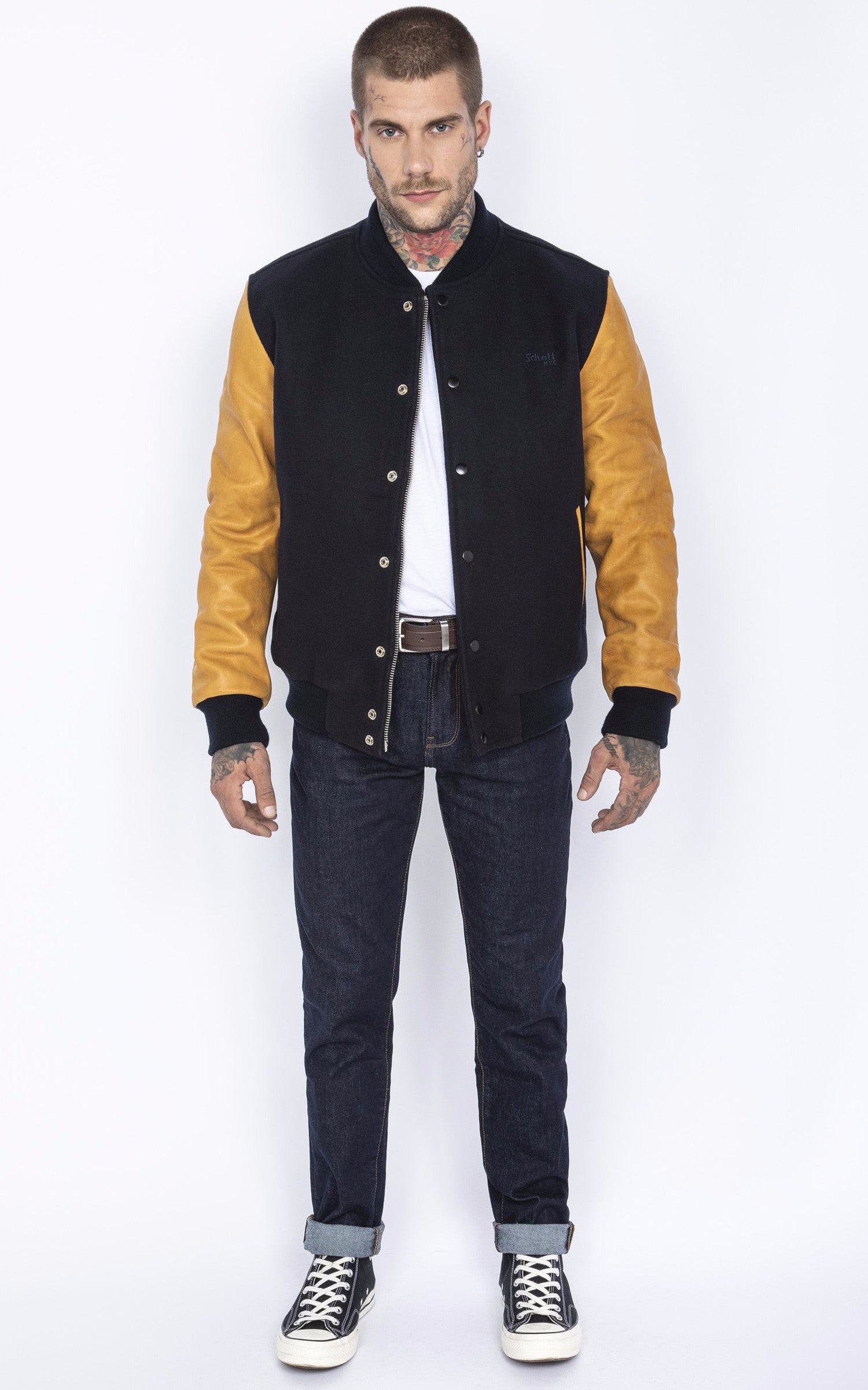 A &quot;LC USA&quot; Marine Schott Blouson Homme opened photo