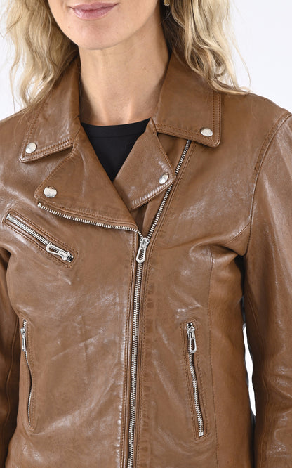 A &quot;OLYMPE 101964&quot; Cognac Rose Garden Blouson Femme details photo