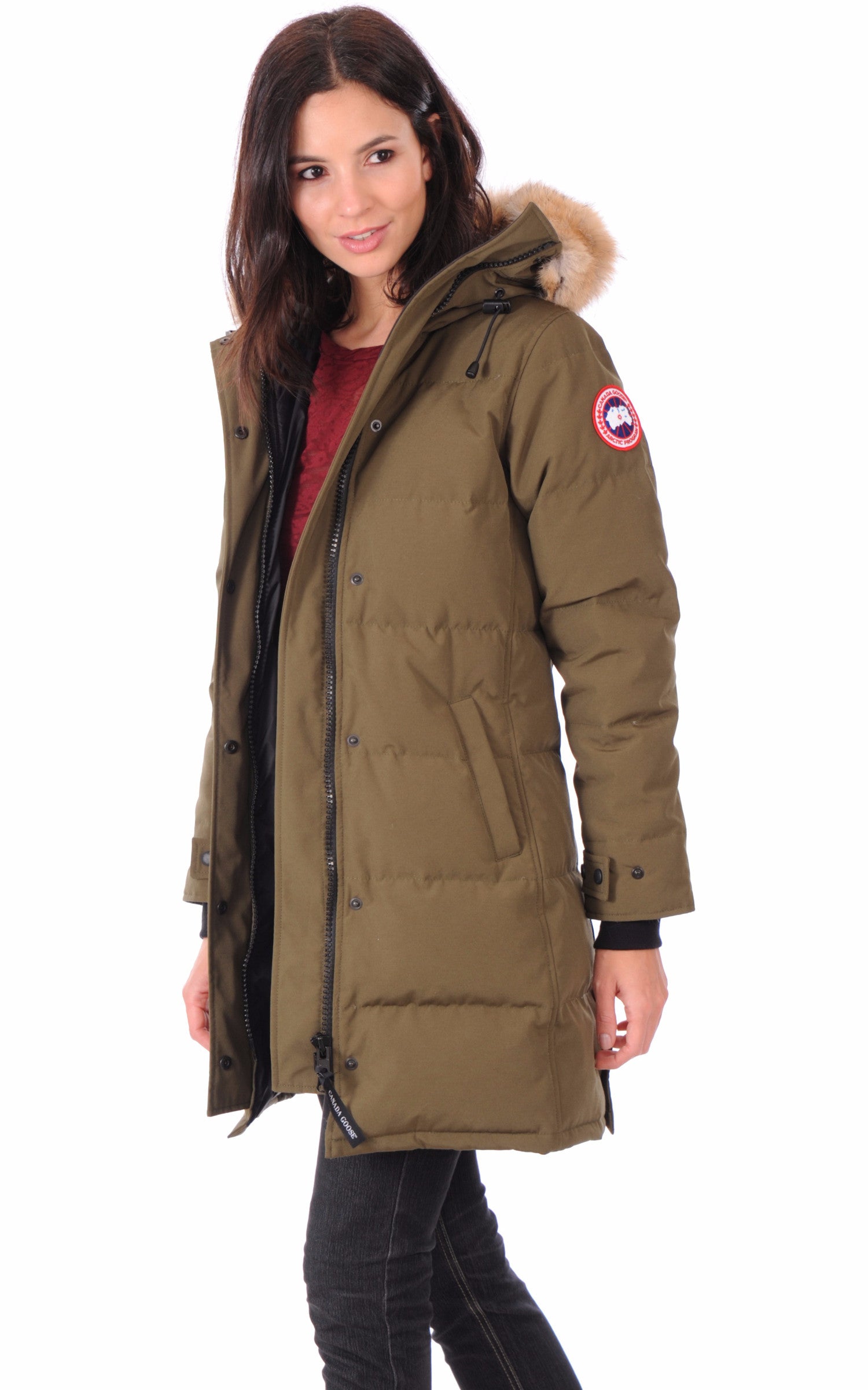 A &quot;SHELBURNE 3802L&quot; Military Green Canada Goose 3/4 Doudoune Femme opened photo 2