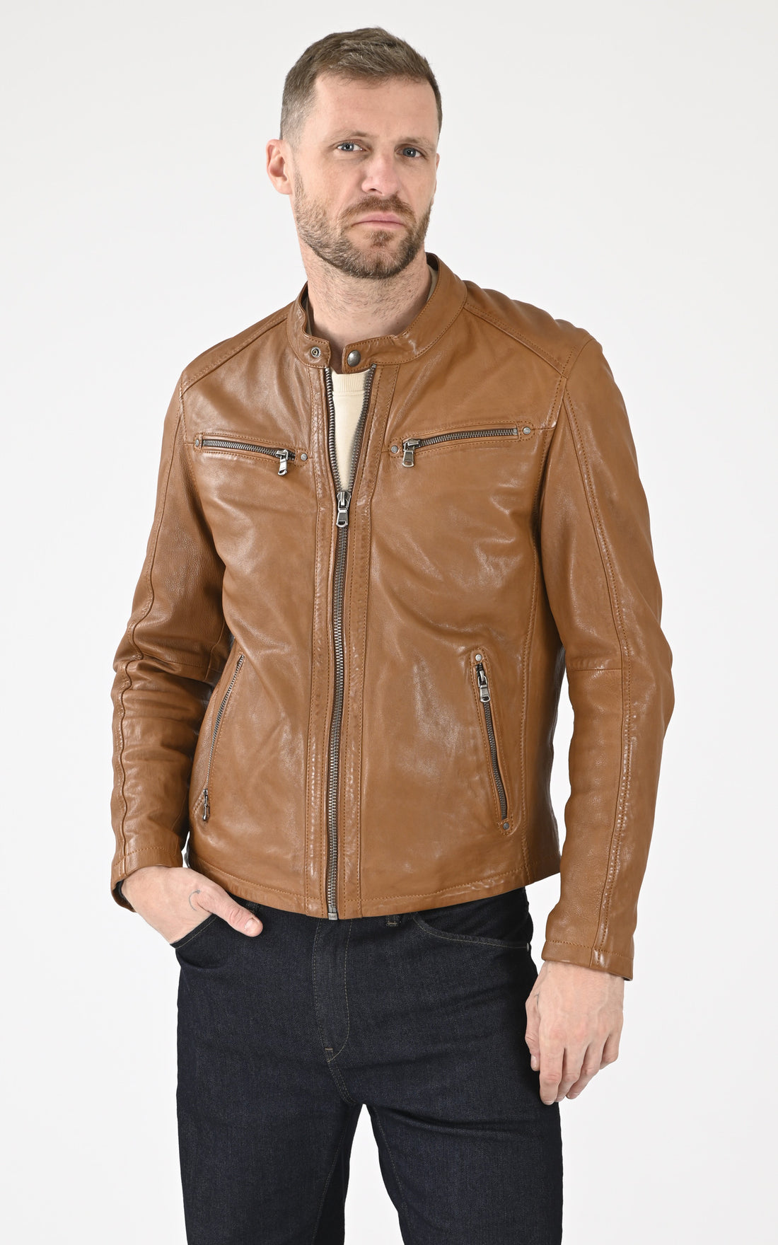 A &quot;GAFINO 101843&quot; Cognac Daytona 73 Blouson Homme opened photo