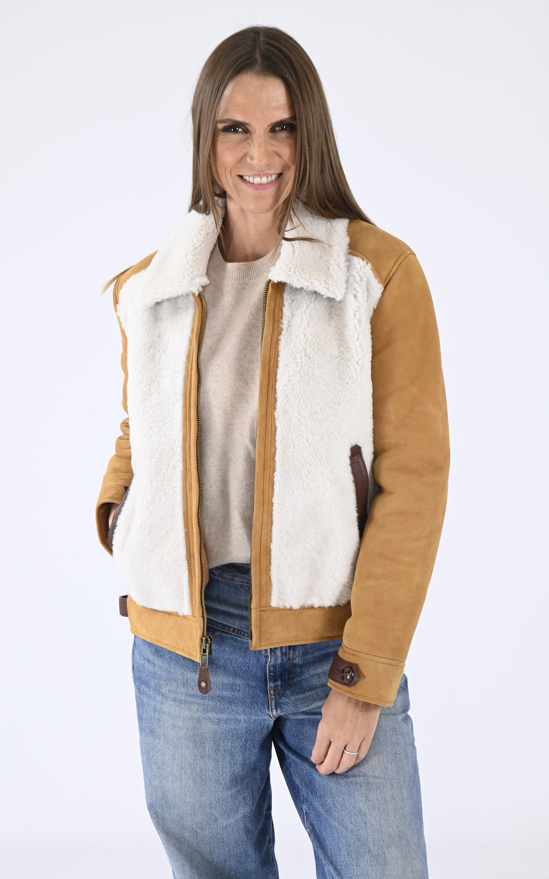 A &quot;LCW HOLLY&quot; Camel Schott Blouson Femme opened photo