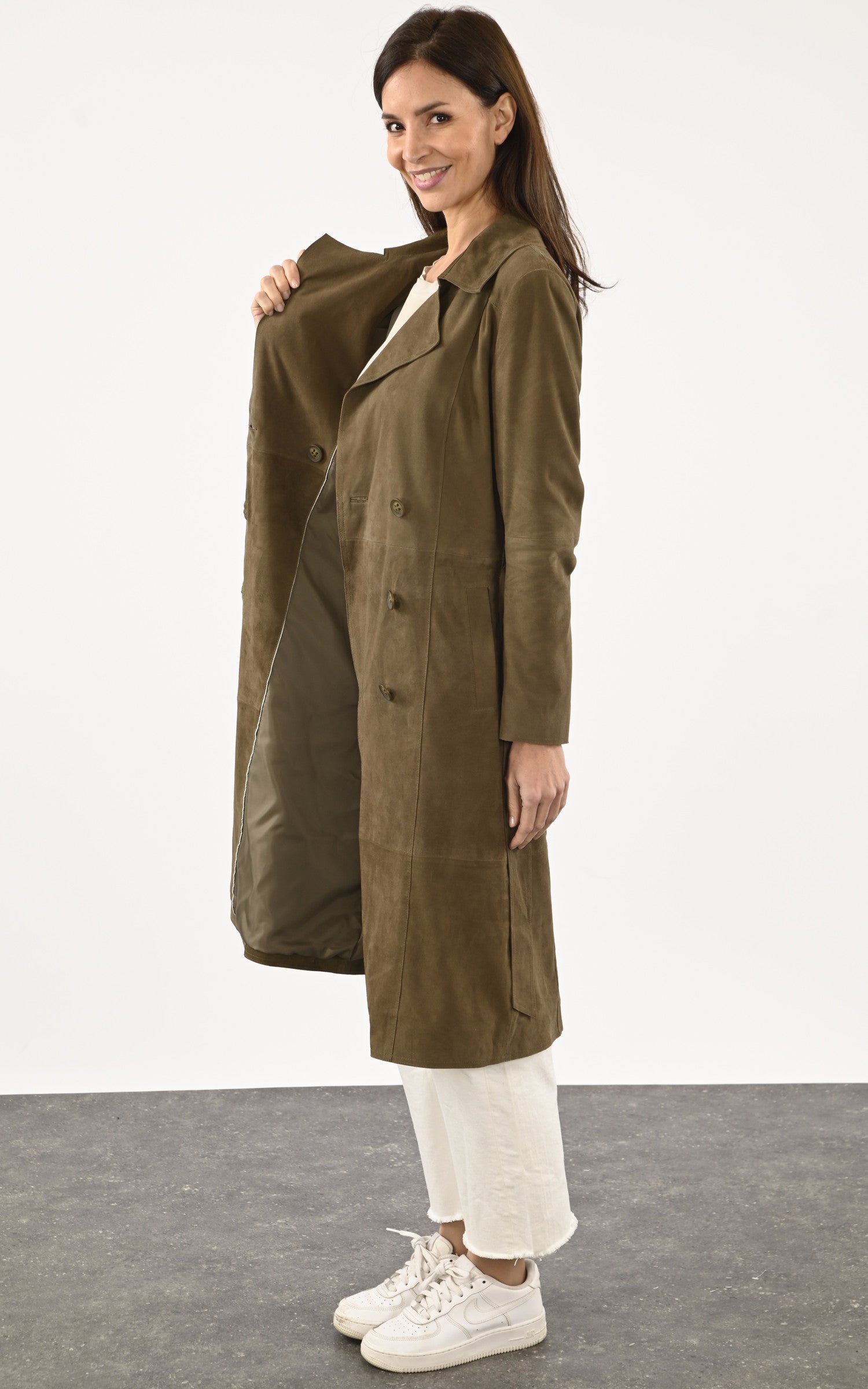 A &quot;anis&quot; Kaki Serge Pariente Trench Femme interior photo