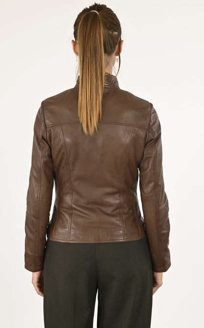 A &quot;P1401&quot; Marron Clair La Canadienne Blouson Femme back photo