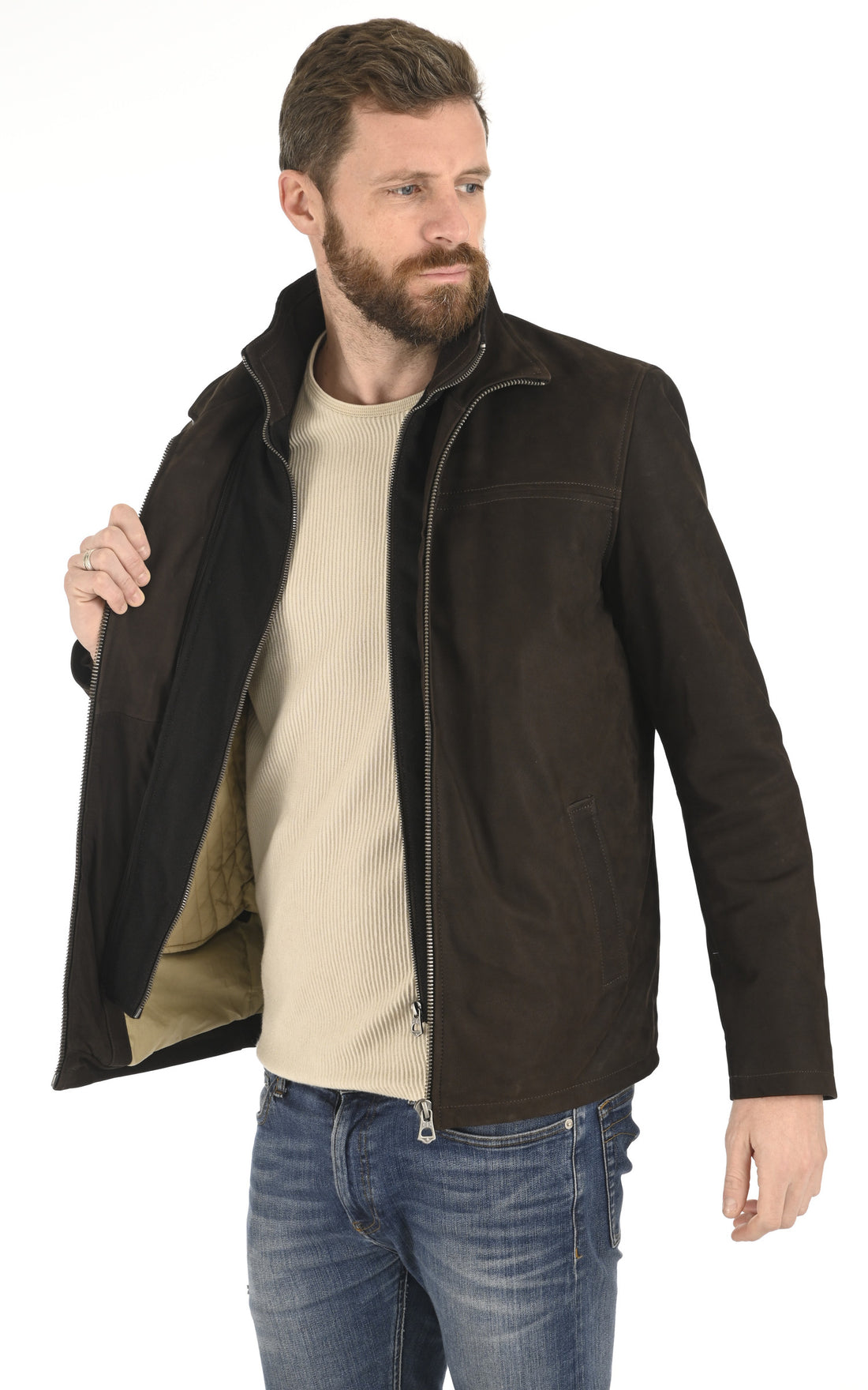 A &quot;GARY DA 100077&quot; Marron La Canadienne Blouson Homme opened photo